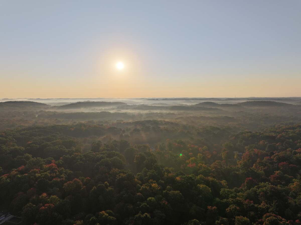 Misty sunrise view